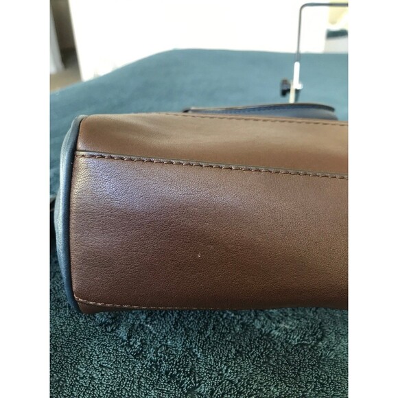 Coach two tone spectator mini tanner legacy crossbody satchel in navy brown - Picture 7 of 11